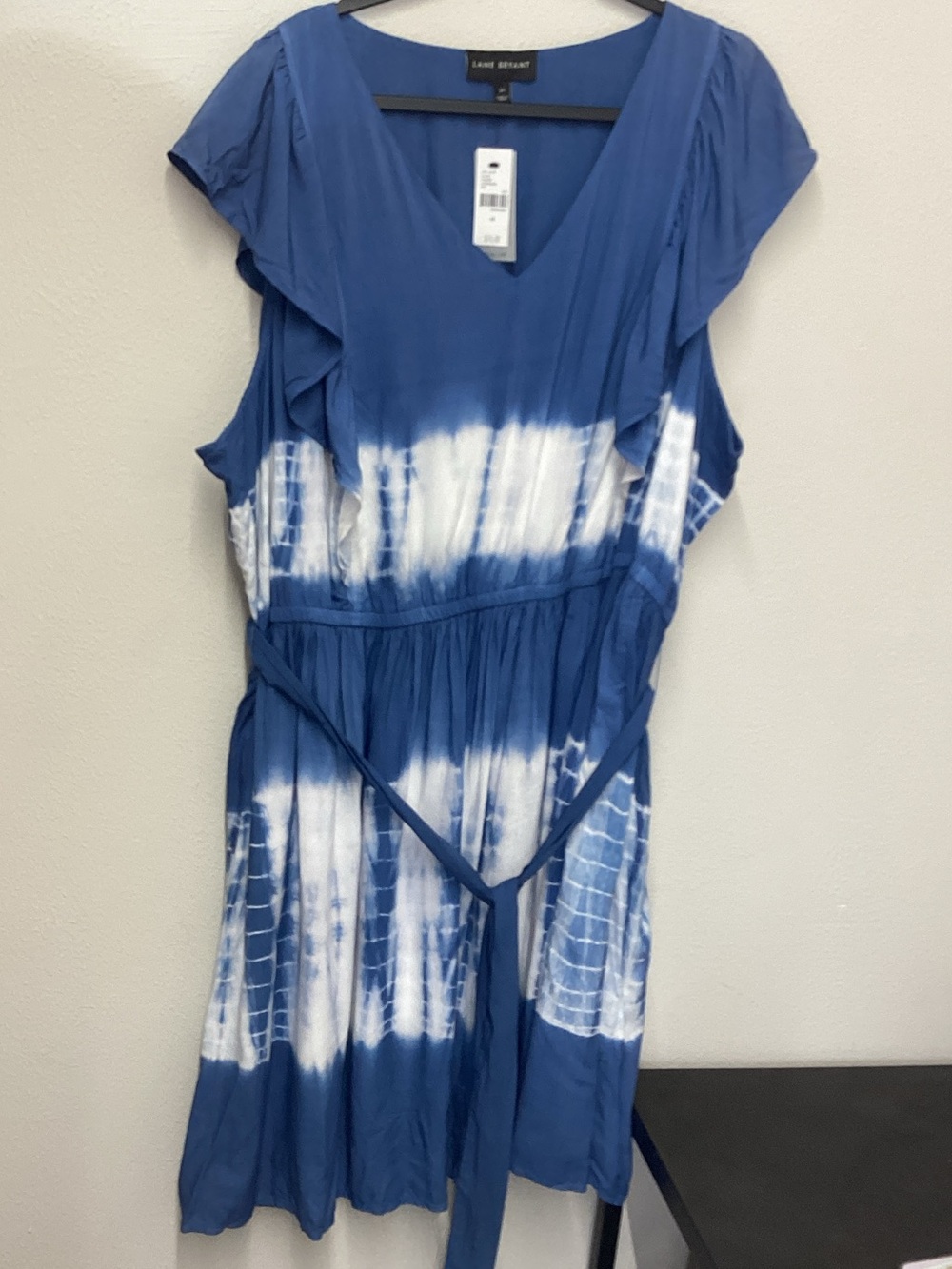 Lane Bryant Blue and White Tie-Dye One-Piece Dress